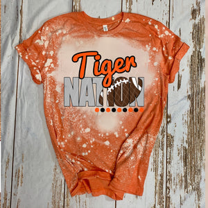Tiger Nation w/ Football - Orange & Black Text - 13 Color Options