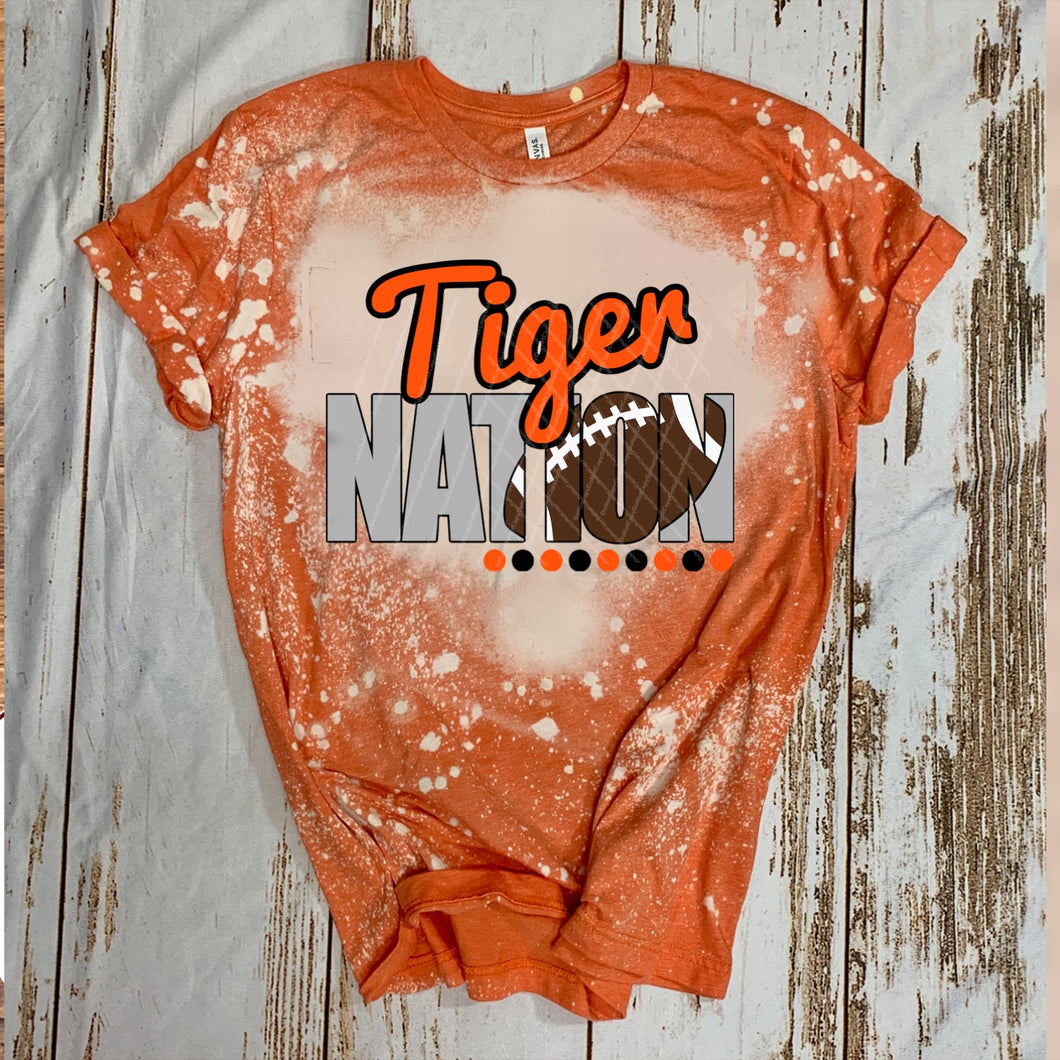 Tiger Nation w/ Football - Orange & Black Text - 13 Color Options