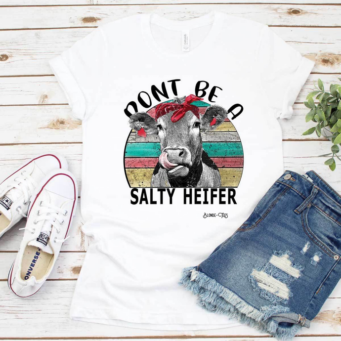 Don’t be a Salty Heifer - Design 2 - Bandanna w/ Black Words - 14 Color Options