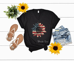 American Flag On Sunflower