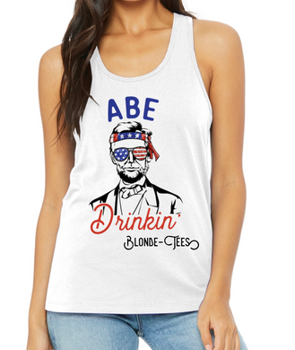 Abe Drinkin’ - White - 8800 Flowy Racerback Tank