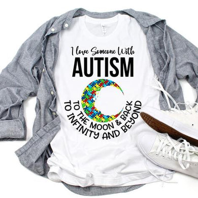 Autism - I Love Someone With Autism w/ Multi Color Moon